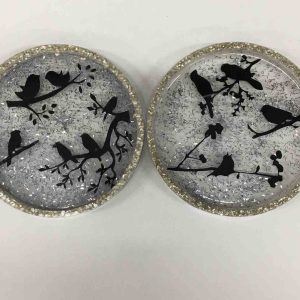 A pair of Coasters with Birds