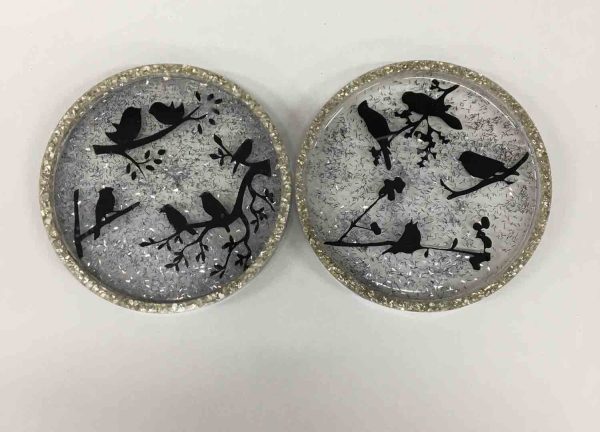 A pair of Coasters with Birds