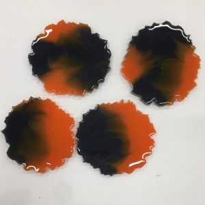 Set of 4 Coasters in Red and Dark Grey