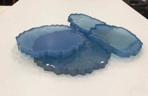 Set of 4 Coasters in Blue Chameleon Resin - Image 2