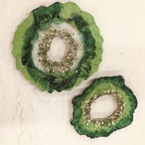 Pair of Green Geode Coasters