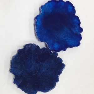 Pair of coasters in Midnight Blue Resin