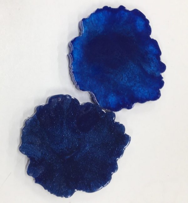 Pair of coasters in Midnight Blue Resin