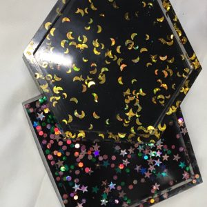 2 Coasters with Moons and Stars