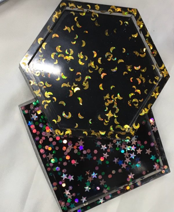2 Coasters with Moons and Stars