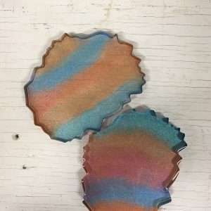 Pair of Rainbow Geode Coasters