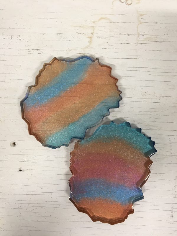 Pair of Rainbow Geode Coasters - Image 2