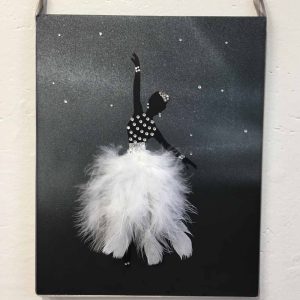 Lady with feathered skirt