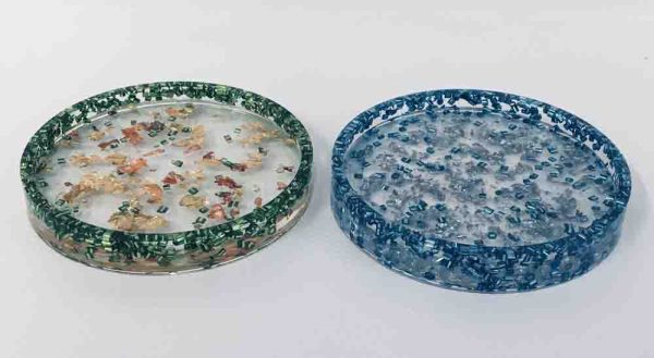 Pair of coasters in metal leaf flakes - Image 2
