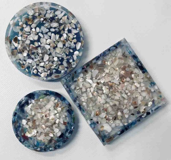 Set of 3 Coasters with Broken Sea Shells