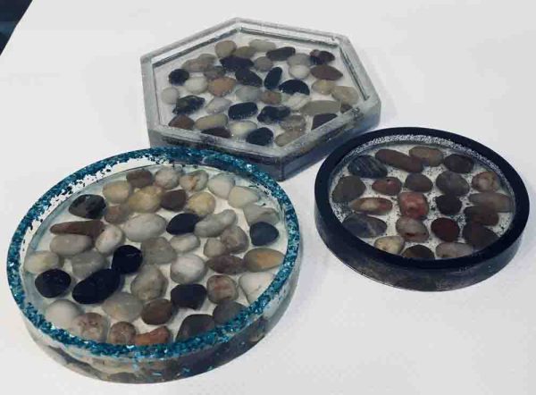 Set of 3 Coasters with rock - Image 2