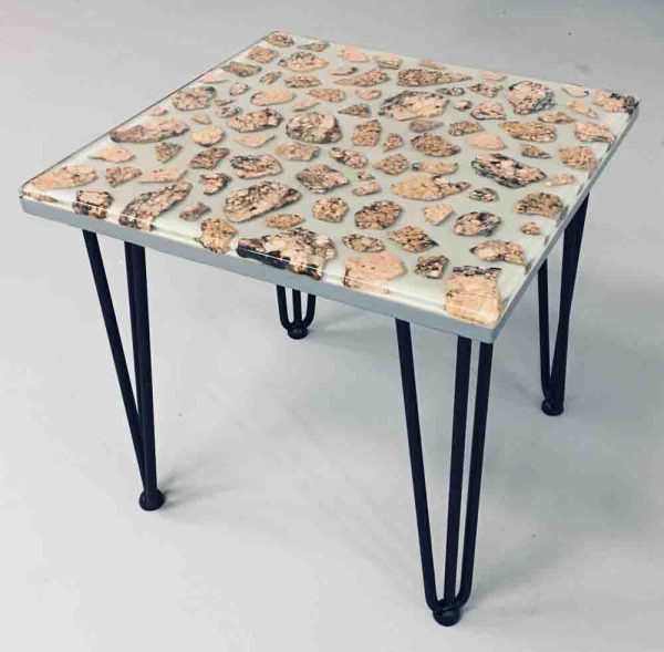 Grey painted wooden base end table