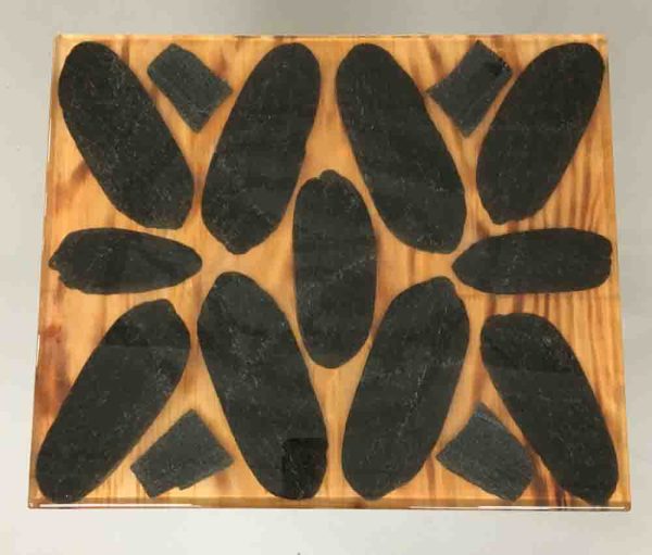 Side table with a  burnt wood grain effect - Image 2