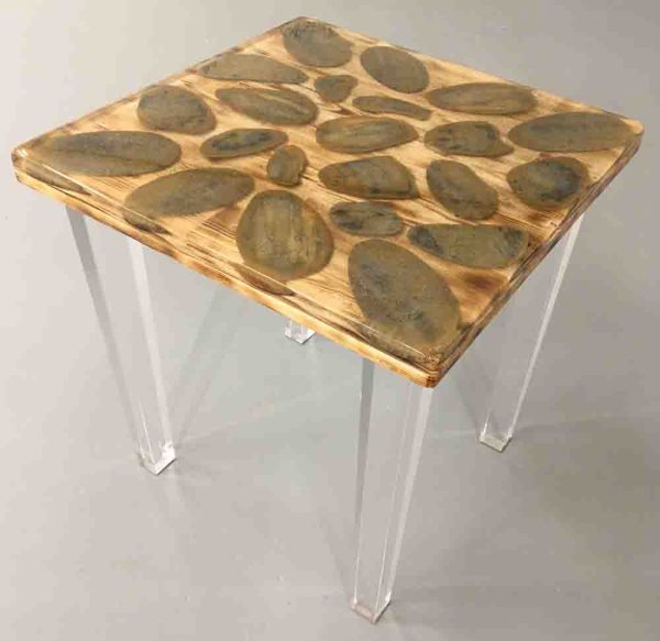 Burnt wood grain table top