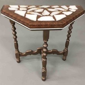 Wooden triangle accent table
