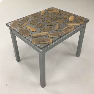 Dark grey steel painted end table