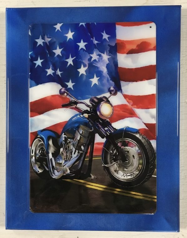 Motorcycle with American flag