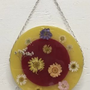 Dried flowers in resin