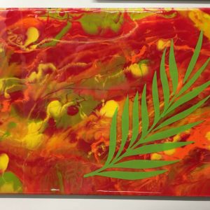 Colorful dirty pour with a leaf SOLD