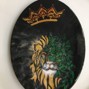 Lion hiding behind leaves - SOLD