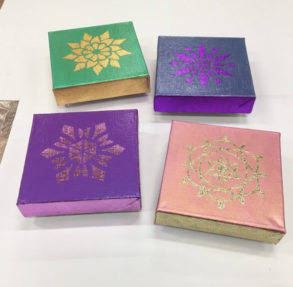 6" square canvas with metal leaf - Image 2