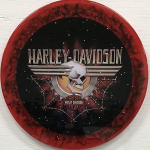 Harley Davidson art embedded in resin
