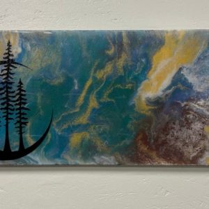 Flow paint with vinyl tree & moon. SOLD