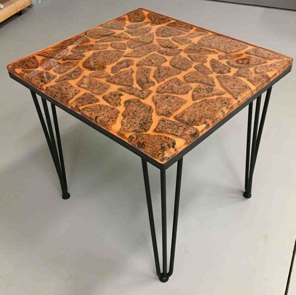Granite Effect Wooden Side Table