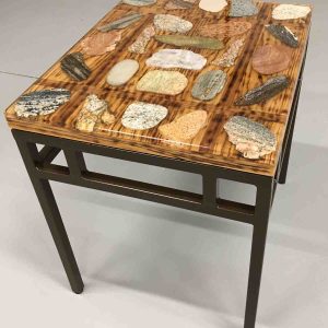 Burnt grain effect on oak top