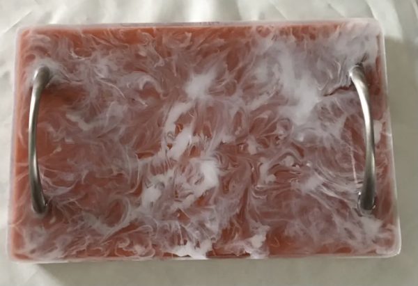 Vanity Tray in Pearl and Melon Swirls