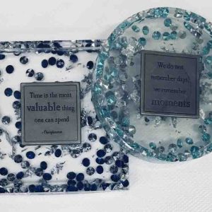Set of 2 Coaster with metal insert