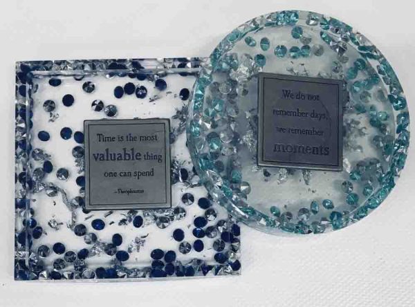 Set of 2 Coaster with metal insert