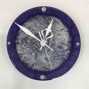 8" clock in Royal Purple Ring with Silver Metal Leaf - SOLD