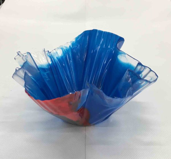 4" Trinket Resin Bowl in Blue and Red