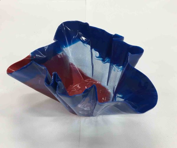 4" Trinket Bowl in Royal Blue and Red