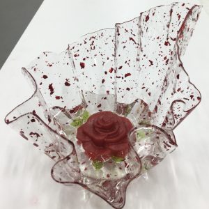4" Trinket Resin Bowl with Resined Red Rose