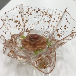 4" Trinket Resin Bowl with a Gold Resined Rose