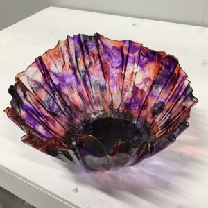 4" Trinket Resin Bowl in Alcohol Ink and Black Base