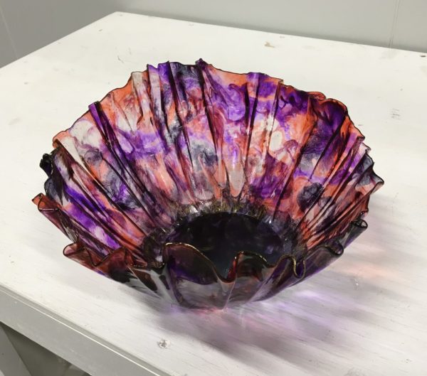 4" Trinket Resin Bowl in Alcohol Ink and Black Base