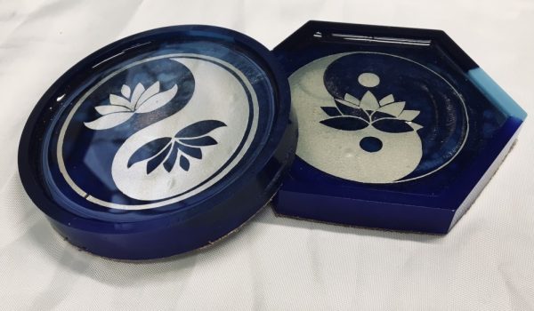 Pair of Coasters with Lotus Flower - Image 2