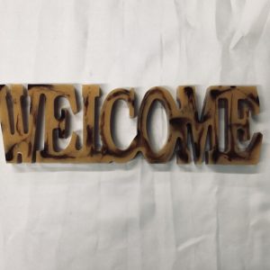 WELCOME in solid resin