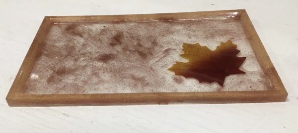 6" x 10" Vanity Tray with dried Maple Leaf - Image 2