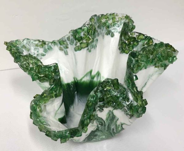 4" Trinket Resin Bowl with Broken Glass Edges