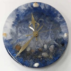 Resin clock in sea scape and shells - SOLD