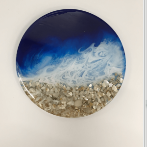 Sea scape with broken shells in resin - SOLD
