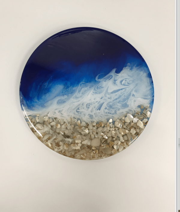 Sea scape with broken shells in resin - SOLD