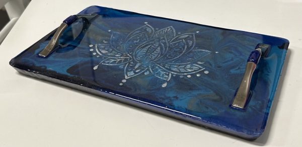 Vanity Tray with Lotus Flower and handles - Image 2