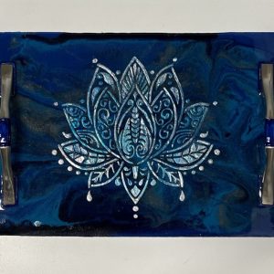 Vanity Tray with Lotus Flower and handles