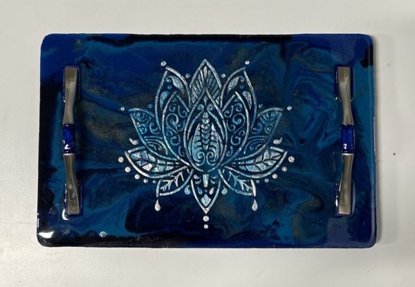 Vanity Tray with Lotus Flower and handles