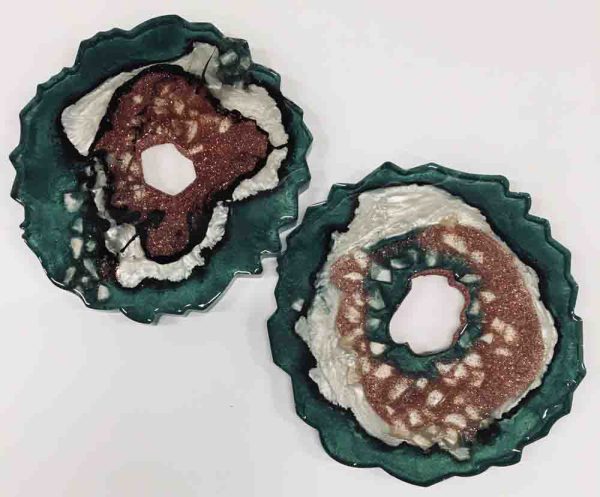 Pair of Coasters in Geode design